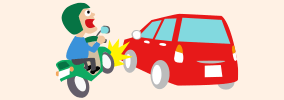 左折する車とぶつかるイメージ