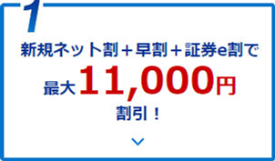 新規ネット割＋早割＋証券e割で最大11,000円割引！