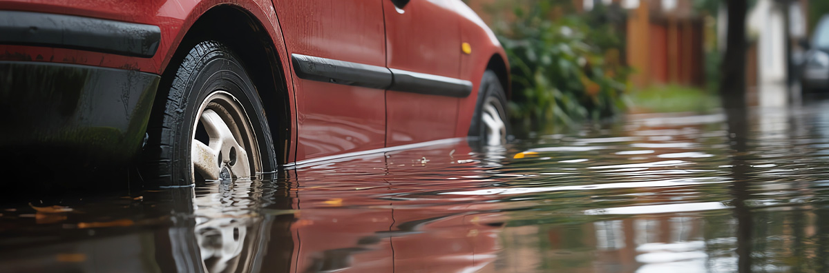 洪水で車が水没