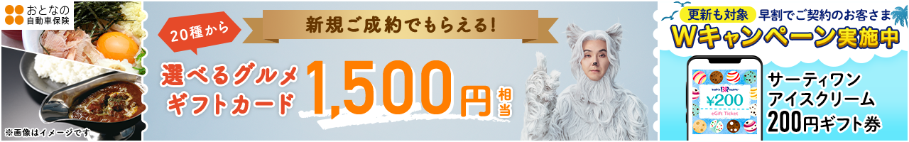 おとなの自動車保険 プレゼントキャンペーン実施中！